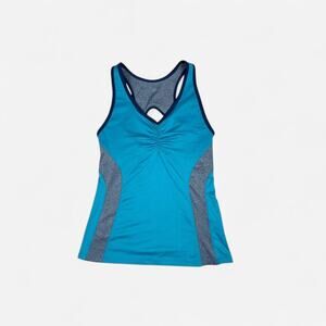 New Balance Blue & grey ruched bust tank top racerback activewear workout gym XS